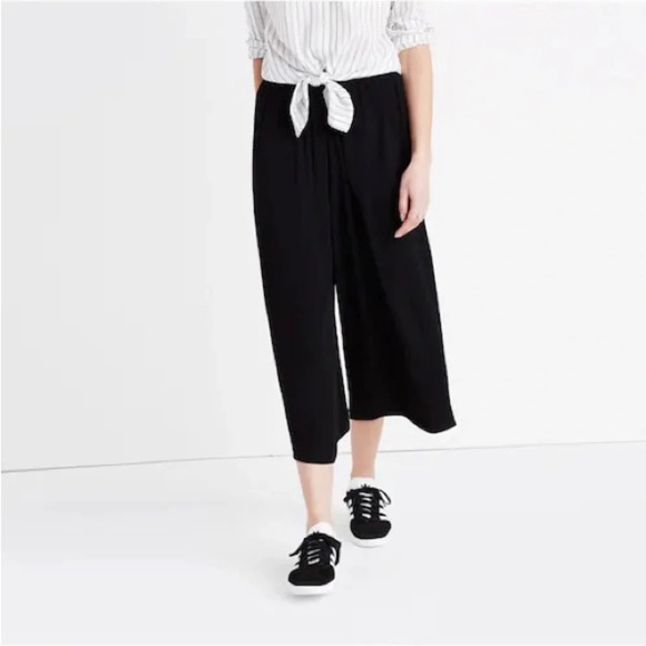 Madewell Huston Pull On Crop Wide Leg High Rise Black Pants Small - Picture 4 of 13
